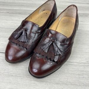 Salvatore Ferragamo Burgundy Tassel Loafers Mens Size 10 2E Leather Dress Shoes*